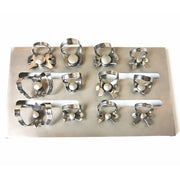 Dentech No. 12 stainless-steel rubber dam clamp set with board
