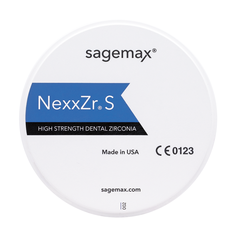 Sagemax NexxZr S white zirconia disc Ø98.5 × 20 mm