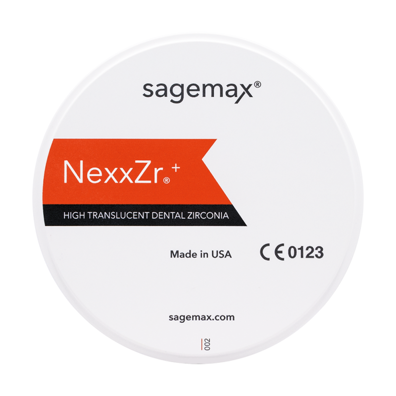 Sagemax NexxZr Plus white zirconia disc, 98 × 12 mm