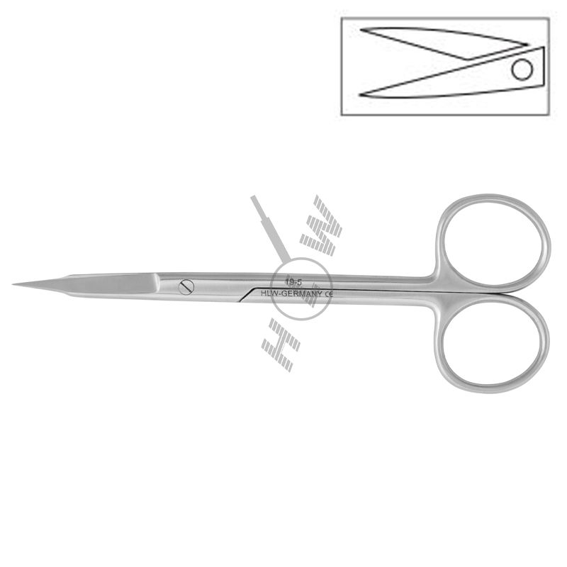 HLW Goldmann-Fox straight serrated surgical scissors 19-5, 12.5 cm