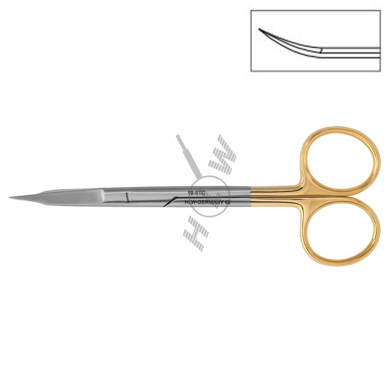 HLW Dental Goldmann-Fox TC curved serrated surgical scissors 19-6TC, 12.5 cm