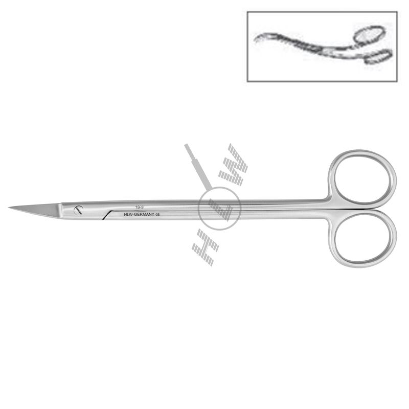 HLW 19-9 DEAN double-curved serrated surgical scissors, 17.5 cm