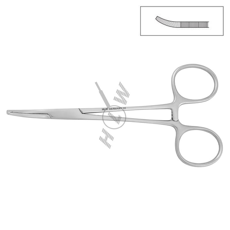 HLW Dental curved Kocher Mosquito needle holder 20-33, 125 mm