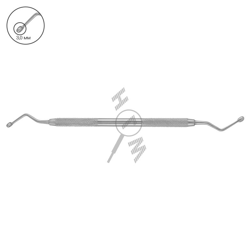 HLW Dental 25-15 Hemingway curette with oval tip, 3 mm