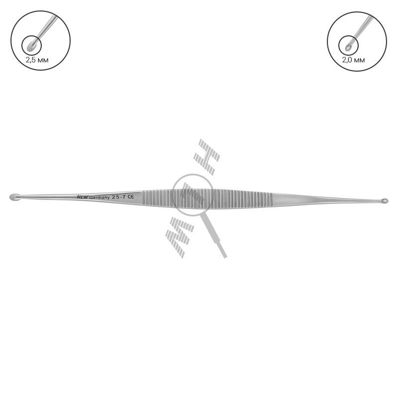 HLW Dental Williger curette 25-7, 2 mm and 2.5 mm
