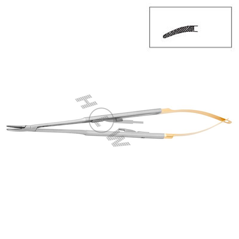 HLW Dental 40-46 curved micro needle holder, 18 cm