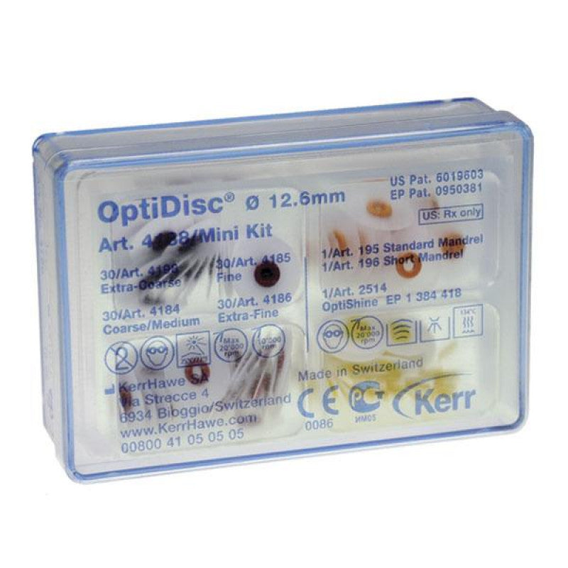 Kerr OptiDisc assorted finishing and polishing kit, 120 discs Ø12.6 mm