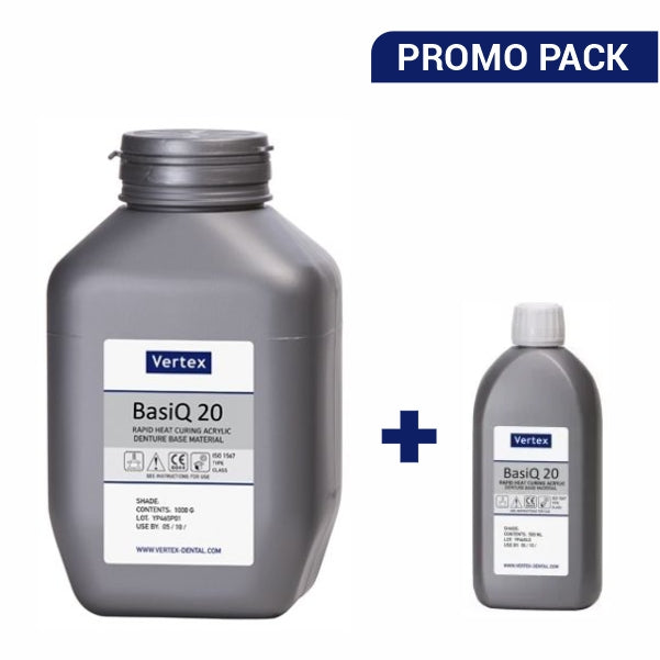 Vertex BasiQ 20 heat-curing acrylic set, 1000 g powder + 250 ml liquid