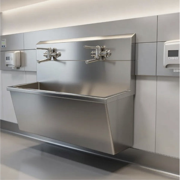 Tecnomed Italia double-station stainless-steel surgical sink