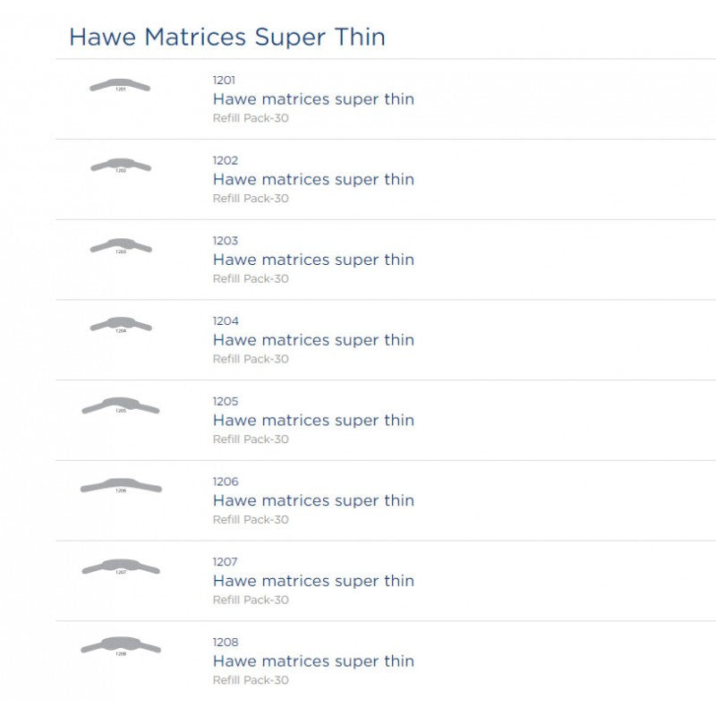 Kerr Hawe Super Thin stainless-steel matrices, 30 pieces