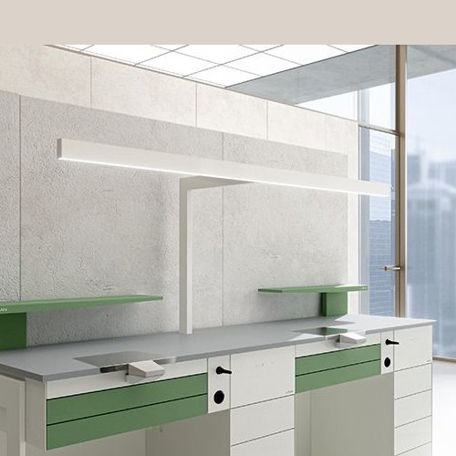 Loran PROF adjustable laboratory workstation light for two places