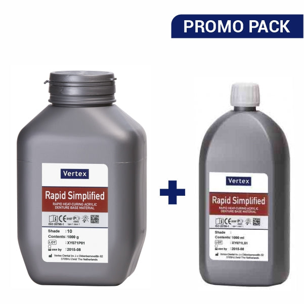 Vertex Rapid Simplified heat-curing denture acrylic set 1000 g + 1000 ml