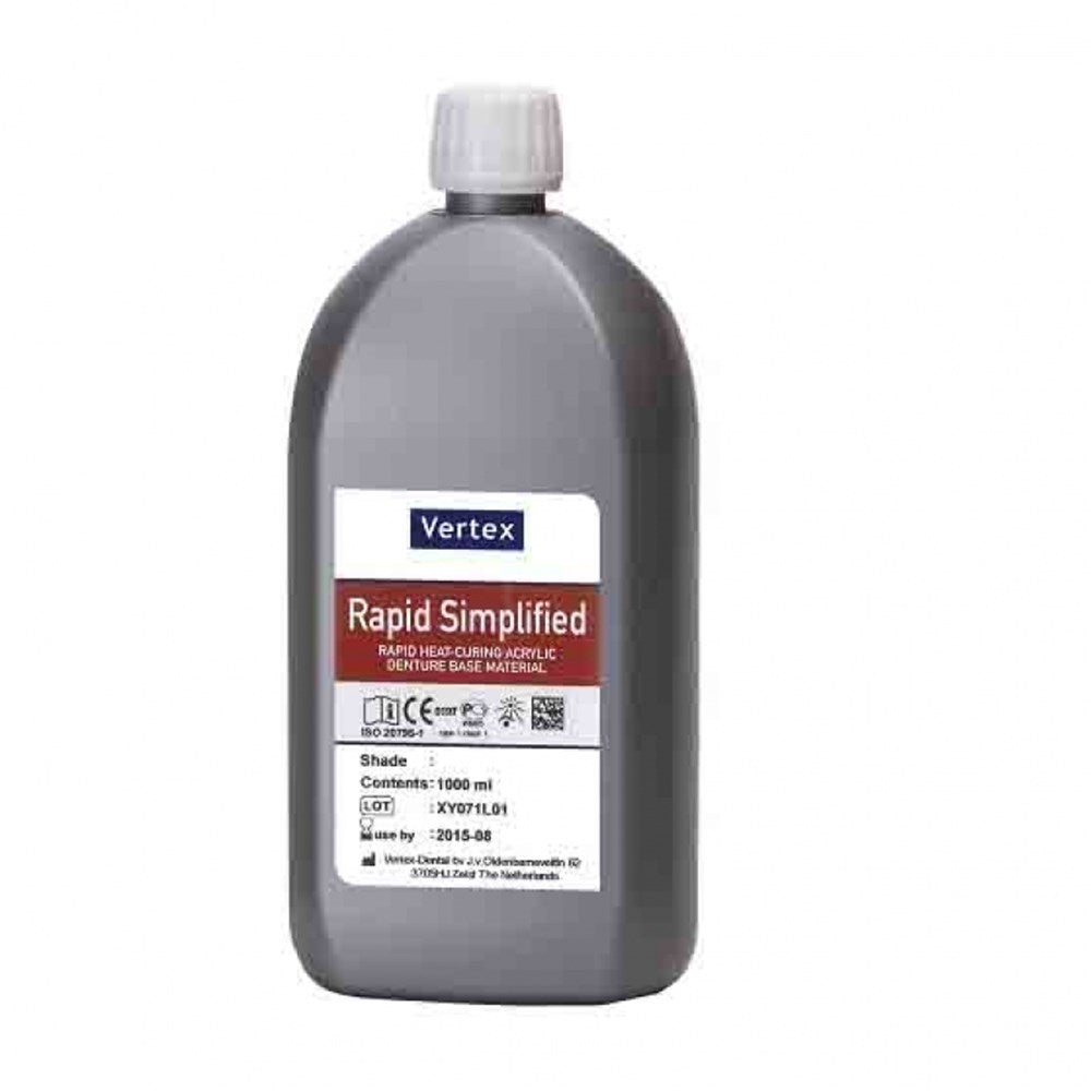 Vertex Rapid Simplified heat-curing acrylic liquid, 1000 ml
