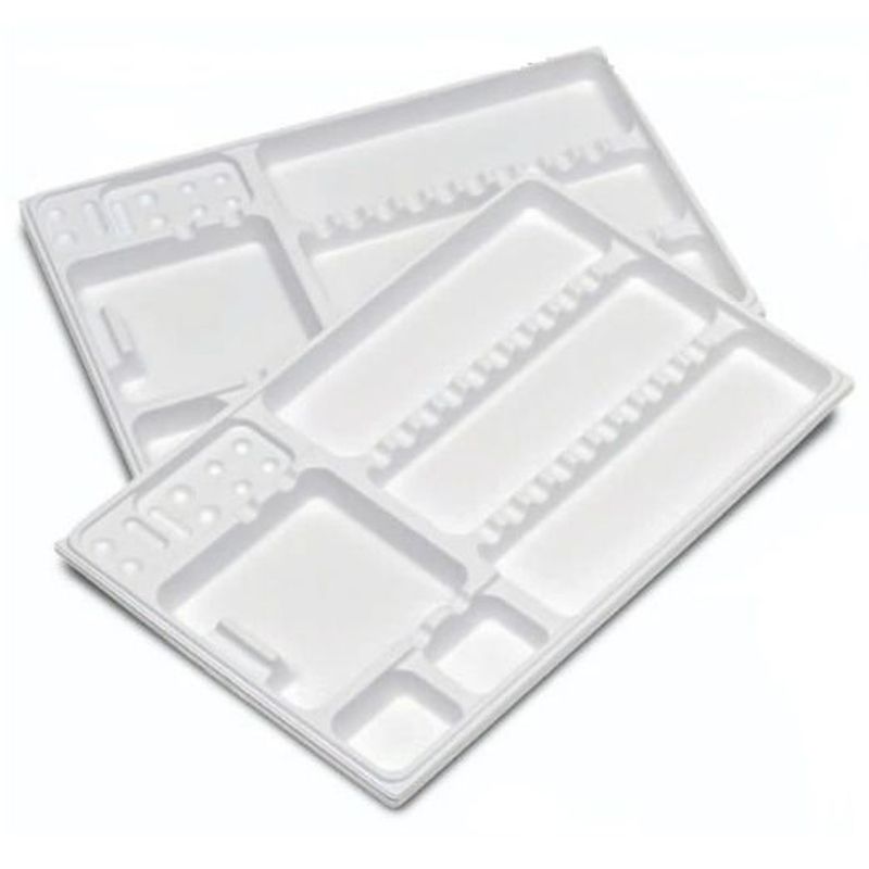 Larident R2 disposable white plastic trays, 400 pieces