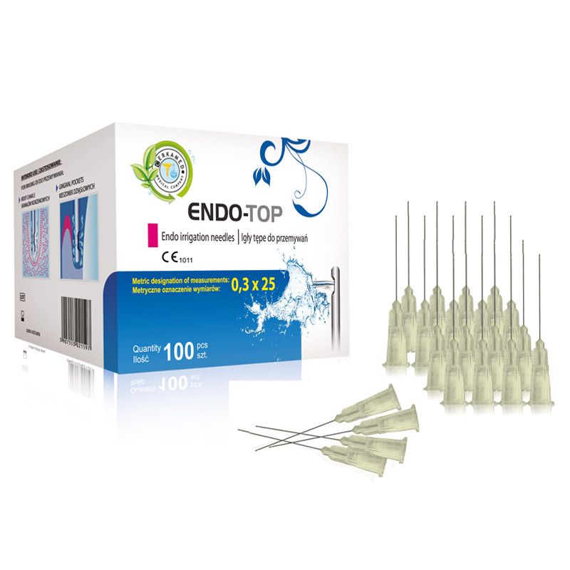 Cerkamed ENDO-TOP irrigation needles 0.3 × 25 mm, 100 pcs