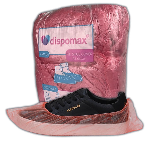Dispomax red disposable overshoes, pack of 1000