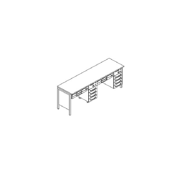 MAESTRO dental laboratory bench, 2 workstations, L2265 × D640 × H900 mm