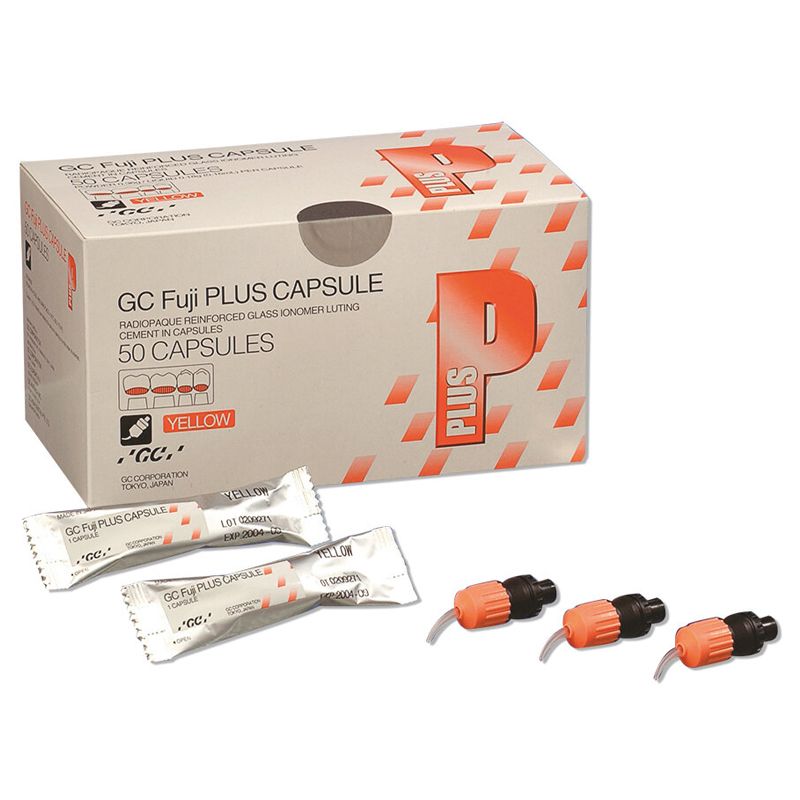 GC Fuji Plus resin-modified glass ionomer luting cement, 50 × 0.19 ml capsules