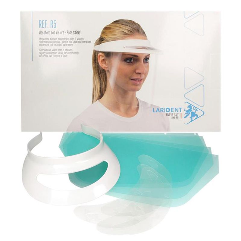 Larident R5 face shield with 6 visors
