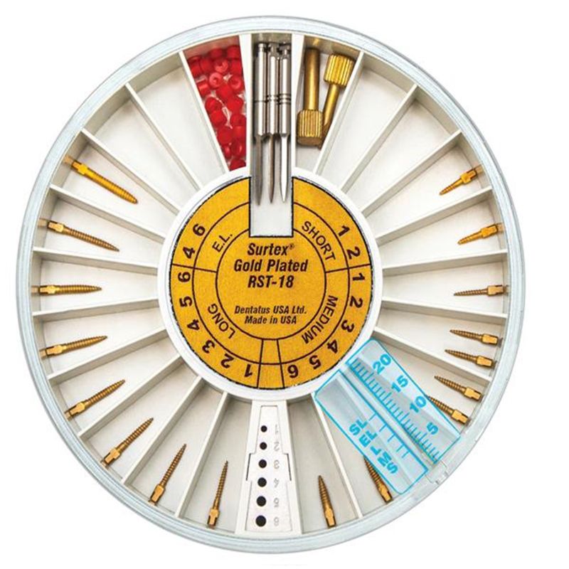 Dentatus Surtex Posts RST-18 gold-plated assorted kit, 18 posts