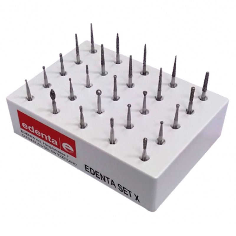 Edenta Set X turbine diamond bur set No. 10, 25 pieces