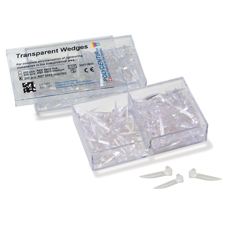 Polydentia Transparent Wedges assorted, 200 pieces