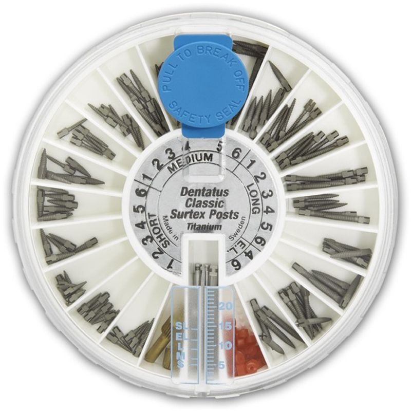 Dentatus Classic Surtex titanium posts kit, 120 pieces